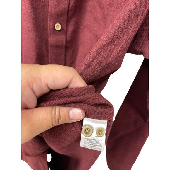 Untuckit Button Down Shirt Long Sleeve Cotton Flannel Burgundy Color Size Large - Picture 3 of 5
